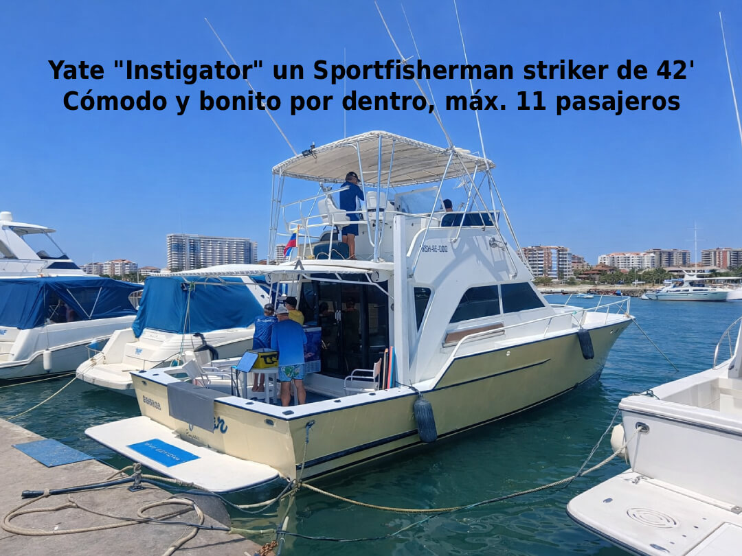 Yate Instigator, un Sportfisherman stiker de 42' un yate ideal para paseos en Margarita de máx 11 pasajeros